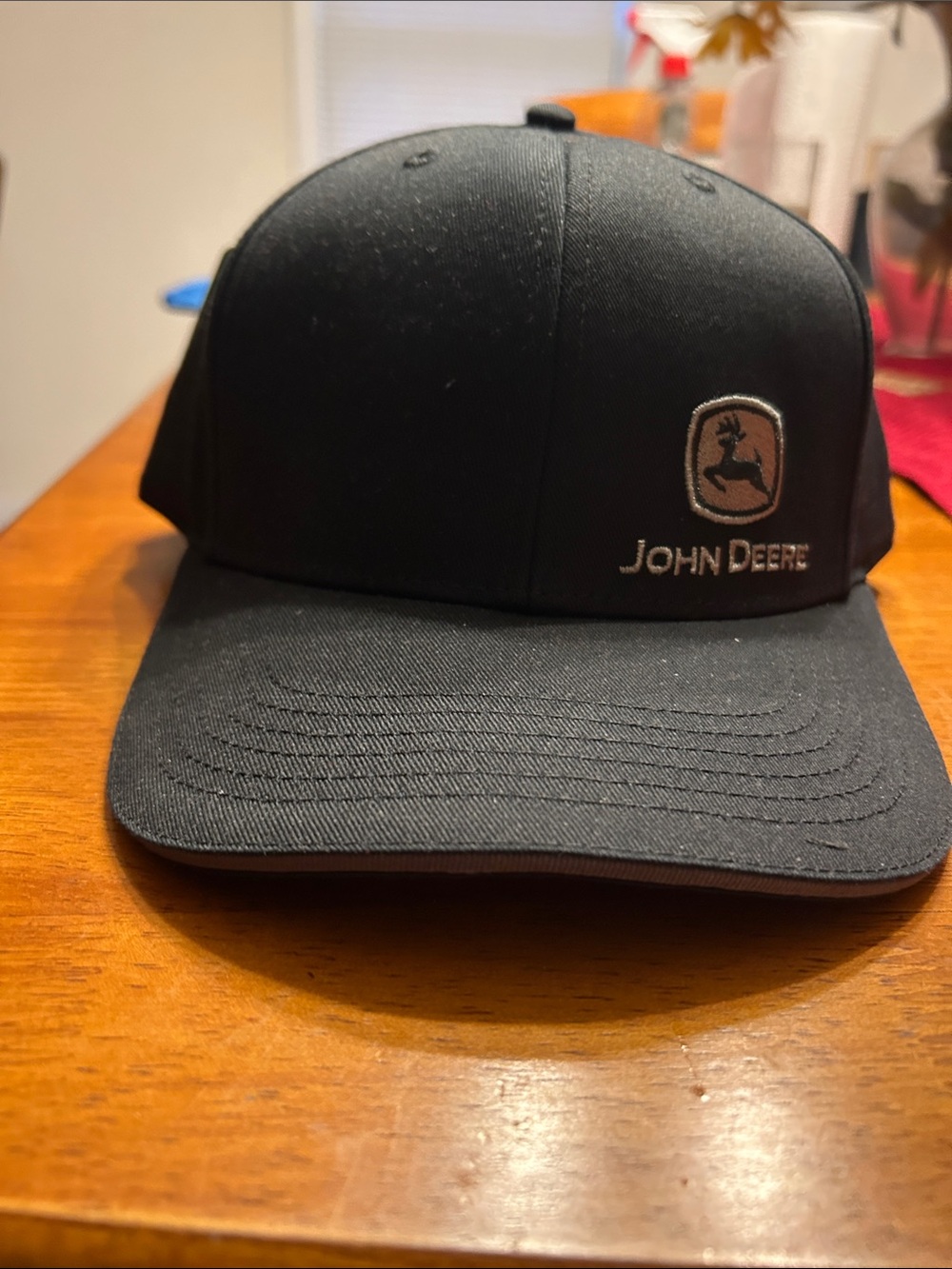 John Deere Black Cap with Brown Logo Patch